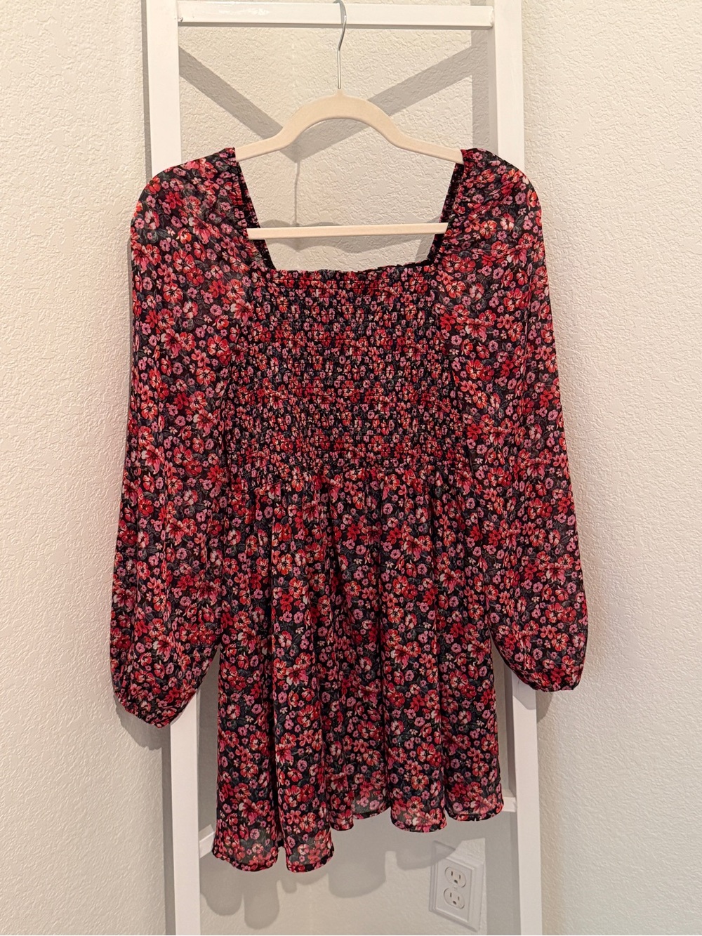 Mi Ami for Francesca’s Fall Floral Smocked Puff Sleeve Mini Dress